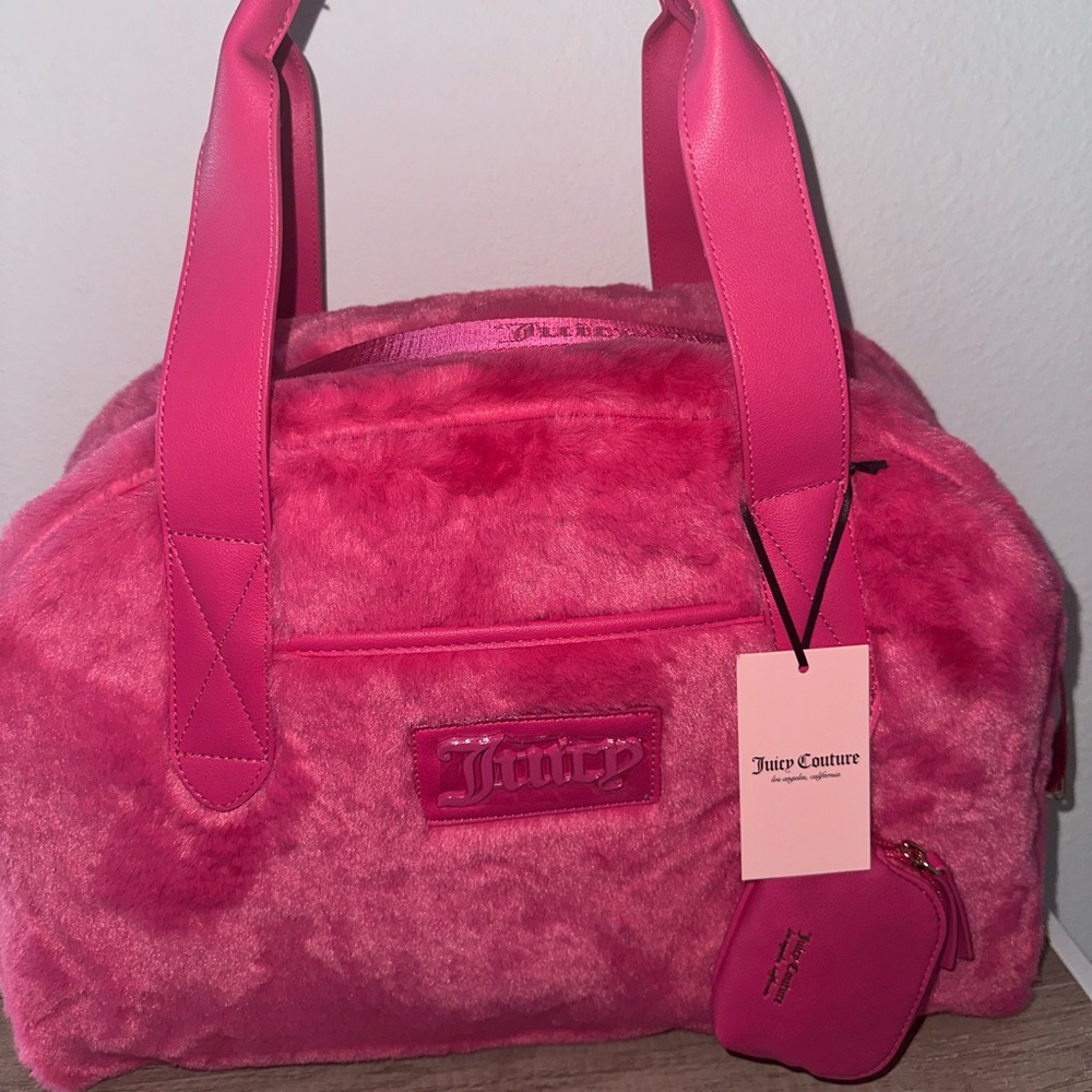 Juicy Couture Pink Fur Weekender Tote Bag